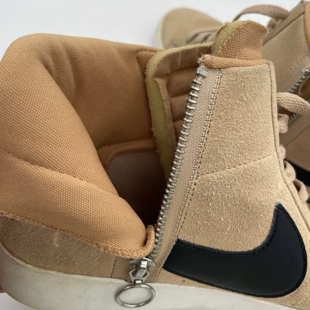 Nike Womens 7 Shoes Shoes Blazer Mid Rebel XX Bio Beige Suede Sneakers Side Zip‎